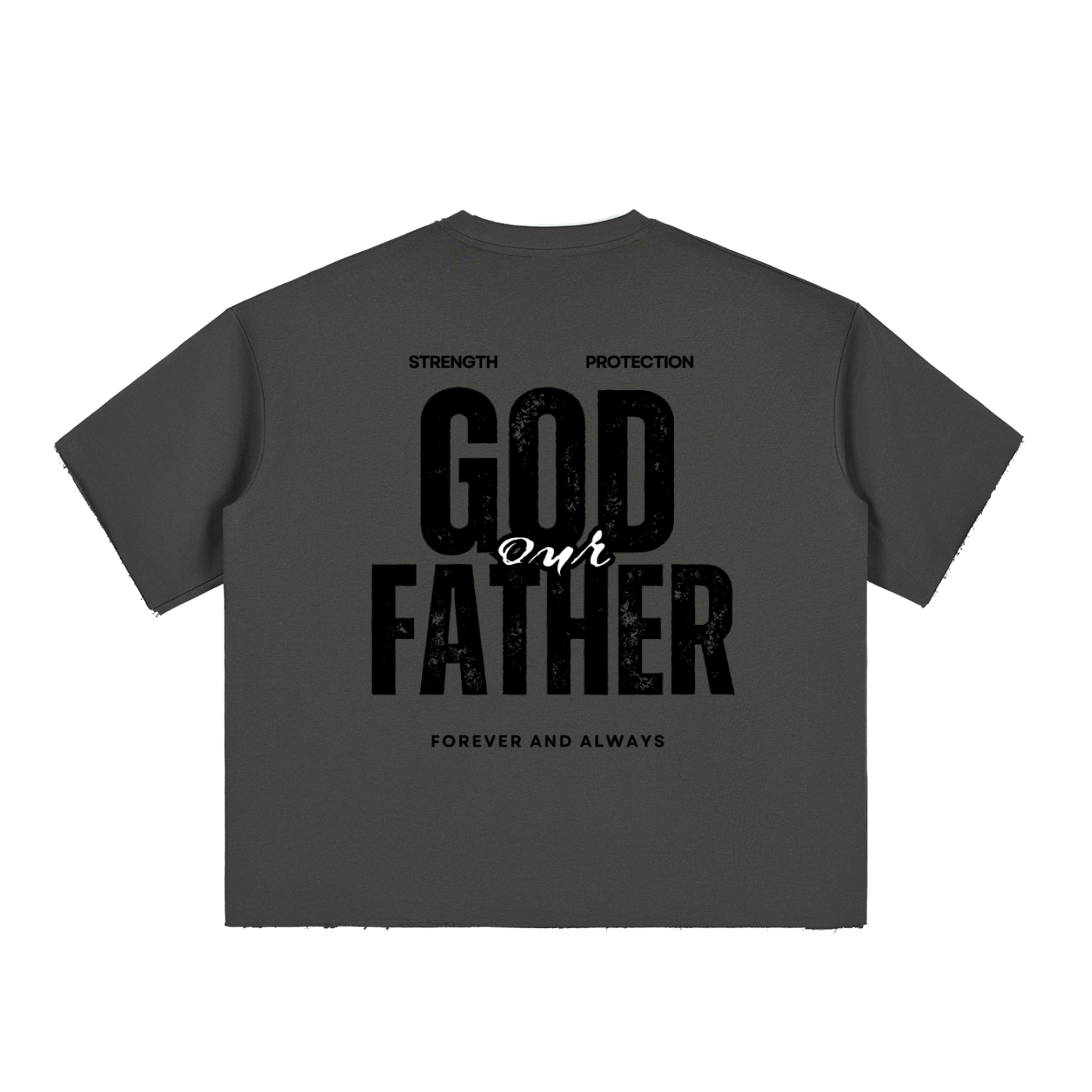 God our Father | FaithFlow Apparel | Boxy Half-Sleeve Raw-Edge T-Shirt