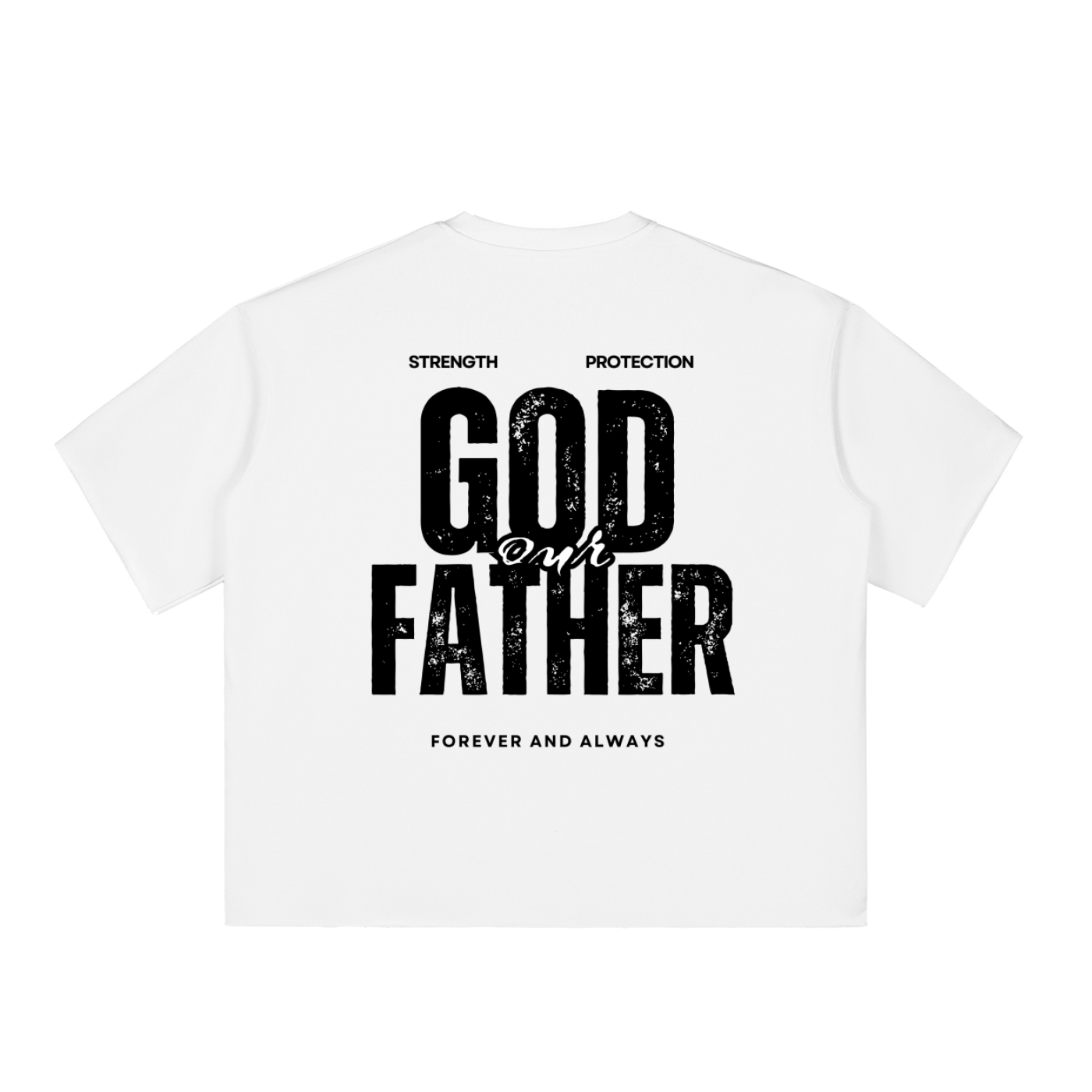 God our Father | FaithFlow Apparel | Boxy Half-Sleeve Raw-Edge T-Shirt