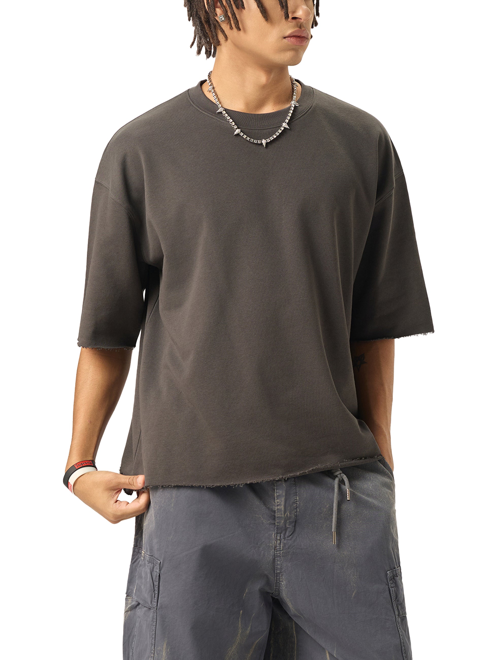 God our Father | FaithFlow Apparel | Boxy Half-Sleeve Raw-Edge T-Shirt
