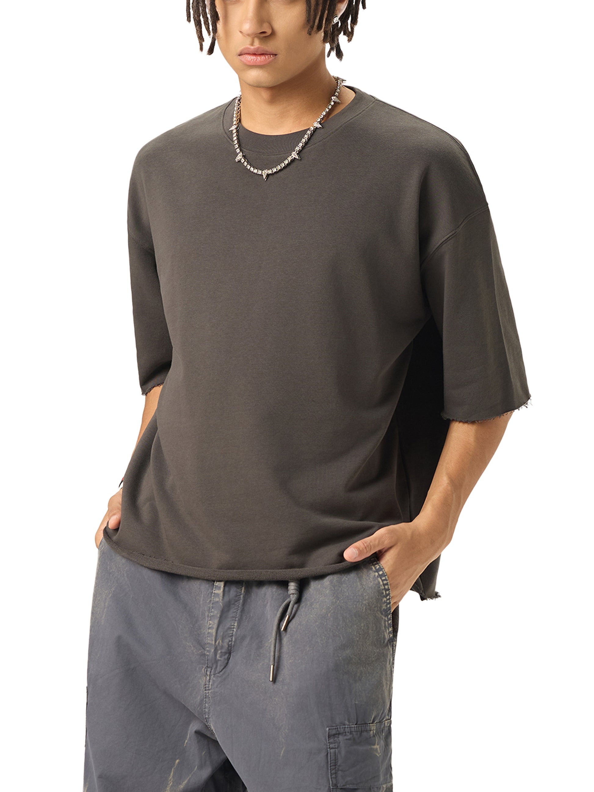 God our Father | FaithFlow Apparel | Boxy Half-Sleeve Raw-Edge T-Shirt