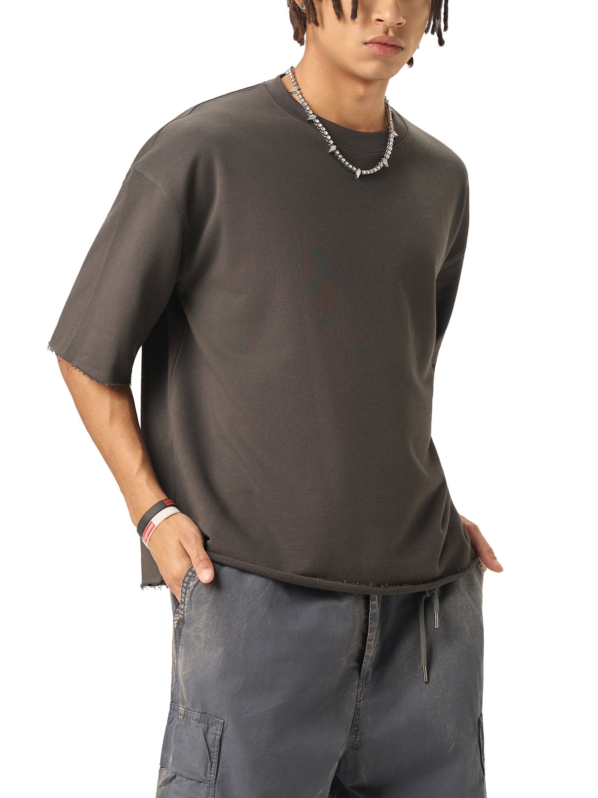God our Father | FaithFlow Apparel | Boxy Half-Sleeve Raw-Edge T-Shirt